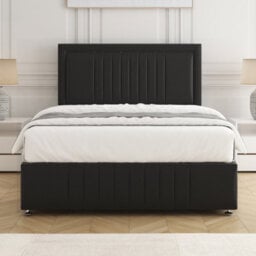 Bsspoke Lily Divan Bed Set Black Plush Velvet 24Inch Headboard & Footboard & Mattress No Drawers In Single 4Ft 4Ft6 5Ft 6Ft - thumbnail 1
