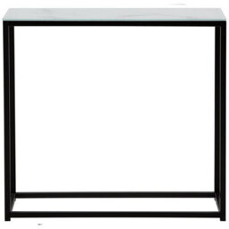 Beliani Console Table Delano Tempered Glass Marble/ Black - thumbnail 4