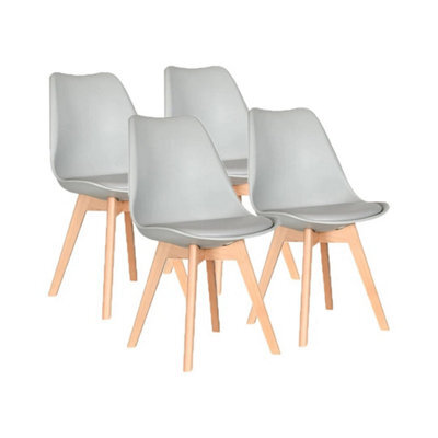 Pack Of 4 Dining Chairs Designer Wooden Home Commercial Lightgrey - image 1