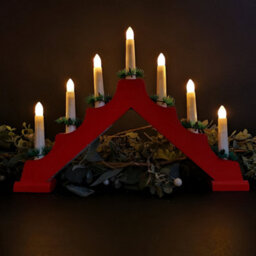 Wooden Led Candle Bridge With Timer Christmas Decoration - Red - thumbnail 7