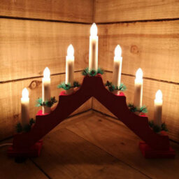 Wooden Led Candle Bridge With Timer Christmas Decoration - Red - thumbnail 3