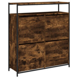 Berkfield Shoe Cabinet With 4 Flip-Drawers Smoked Oak 100X34X112 Cm - thumbnail 2