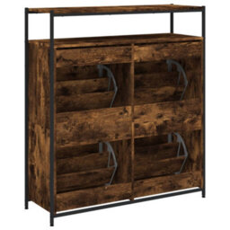 Berkfield Shoe Cabinet With 4 Flip-Drawers Smoked Oak 100X34X112 Cm - thumbnail 8