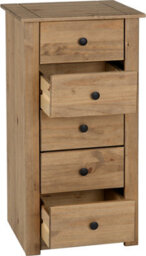 Seconique Panama  5 Drawer Narrow Chest In Distressed Waxed Pine - thumbnail 4