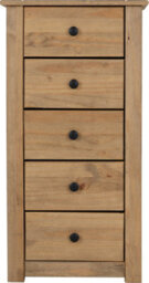 Seconique Panama  5 Drawer Narrow Chest In Distressed Waxed Pine - thumbnail 5