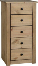 Seconique Panama  5 Drawer Narrow Chest In Distressed Waxed Pine - thumbnail 1