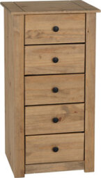 Seconique Panama  5 Drawer Narrow Chest In Distressed Waxed Pine - thumbnail 3