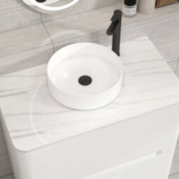 Royal Bathrooms Venice 800mm Gloss White Freestanding Bathroom Countertop Vanity Unit 2 Drawer With Art Basin - thumbnail 6