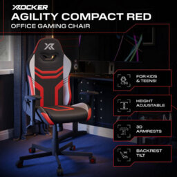 X Rocker Agility Compact Ergonomic Pc Gaming Chair For Kids - Black / Red - thumbnail 2