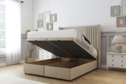 "Comfort Elise Almond Coniston Ottoman Bed With Mattress With 54"" Wingback Headboard 2'6 Small Single" - thumbnail 2