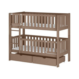 Arte Ksawery Milk Chocolate Wooden Bunk Bed 80 X 180Cm - Foam Mattresses Included - thumbnail 1