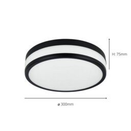 Eglo Palermo Led Glass/black Steel Flush Bathroom Ceiling Light - thumbnail 3