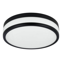 Eglo Palermo Led Glass/black Steel Flush Bathroom Ceiling Light - thumbnail 2