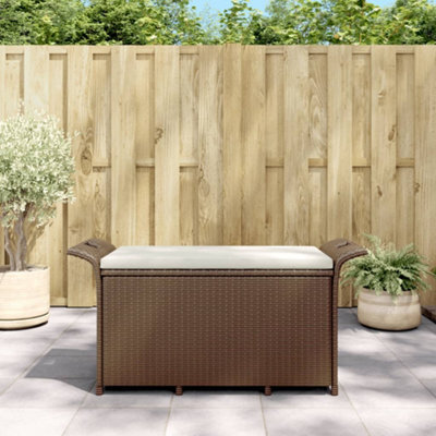 Berkfield Garden Bench With Cushion Brown 116X46X57 Cm Poly Rattan - image 1