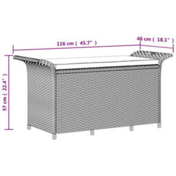Berkfield Garden Bench With Cushion Brown 116X46X57 Cm Poly Rattan - thumbnail 8