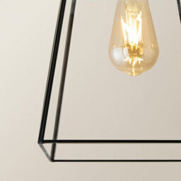 Valuelights Susie Glass Lantern Lamp Shade Flush Matte Black Ceiling Fitting Light - thumbnail 4