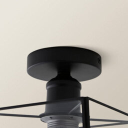 Valuelights Susie Glass Lantern Lamp Shade Flush Matte Black Ceiling Fitting Light - thumbnail 5