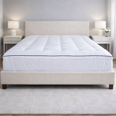 MHG Living 5Cm Thick Mattress Topper, 650 Gsm Box Stitched With Microfibre Fitted Skirt - King - image 1