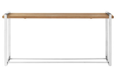 Premier Housewares Interiors By Premier Wooden Surface Console Table, Hallway Table, Stainless Steel Modern Console Table For Bedroom - image 1