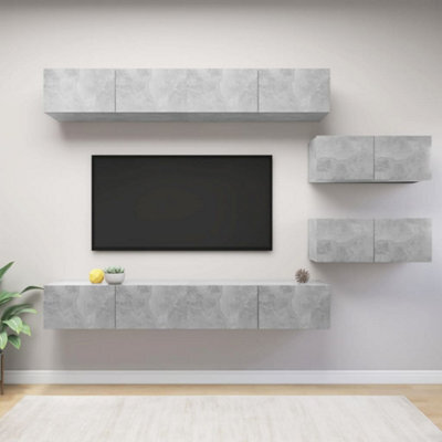 Berkfield 6 Piece Tv Cabinet Set Concrete Grey Engineered Wood - image 1