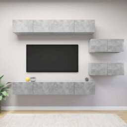 Berkfield 6 Piece Tv Cabinet Set Concrete Grey Engineered Wood - thumbnail 1