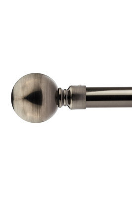 Unknown 16-19mm Sphere Extendable Eyelet Metal Curtain Pole Set Black Silk 120-210Cm - image 1