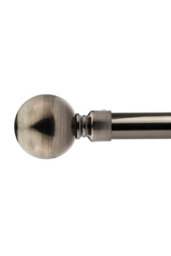Unknown 16-19mm Sphere Extendable Eyelet Metal Curtain Pole Set Black Silk 120-210Cm