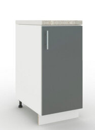 Jd Greta Adjustable Legs Kitchen Base Unit 400mm Storage Cabinet With Door Shelf 40Cm - Grey Matt With Worktop - thumbnail 1