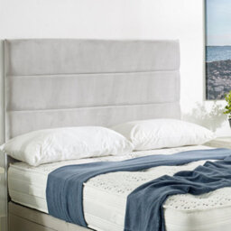 "Urban Textures - Siera Plush Velvet Upholstered Horizontal Lined Divan Bed Headboard 26"" - Silver" - thumbnail 1
