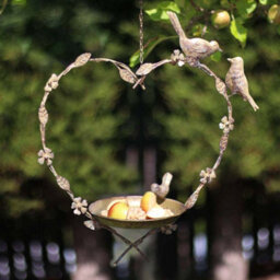 Dibor Vintage Hanging Heart Facing Garden Bird Feeder Bird Dish - thumbnail 1