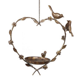 Dibor Vintage Hanging Heart Facing Garden Bird Feeder Bird Dish - thumbnail 2