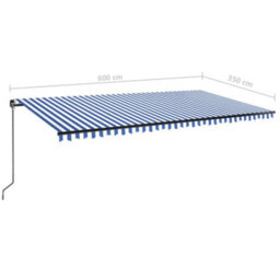 Berkfield Manual Retractable Awning 600X350 Cm Blue And White - thumbnail 7