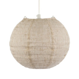 Happy Homewares Chic Natural Linen Fabric Oatmeal Spherical Pendant Lighting Shade - thumbnail 5