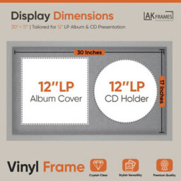 "30X17"" Light Grey Modern Vinyl Record Frame With Mid Grey Mount For 12 Inch Lp Album Cover & Disc - Ak Frames" - thumbnail 2