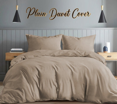 Ameha Beige Plain 3-Piece Duvet Set Microfiber Breathable Super King Size 260X220 Cm Bedding Set With Matching Pillowcases - image 1