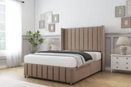 "Sloomy Melbourne Mink Plush Divan Bed Set 2 Drawers Foot-End With 54"" Wingback & 12"" Footboard 5' King" - thumbnail 2