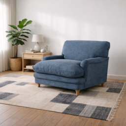 Wyld Haus Bambola Retro Chenille Armchair In Denim Blue - thumbnail 1