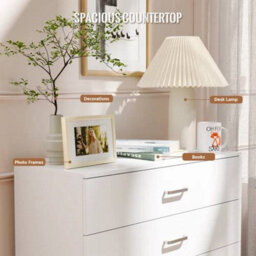 Modern Chest Of Drawers White 4 Metal Handles Bedroom Furniture - thumbnail 3