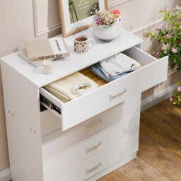 Modern Chest Of Drawers White 4 Metal Handles Bedroom Furniture - thumbnail 2