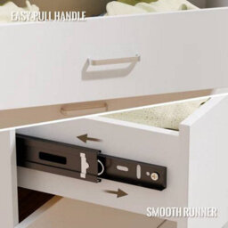 Modern Chest Of Drawers White 4 Metal Handles Bedroom Furniture - thumbnail 5