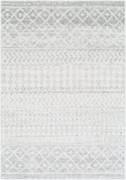 Livabliss Elaziz-Geometric Grey White Global Living Dining Bedroom Rug 80 X 150 Cm Easy Care, Non Shedding - thumbnail 1