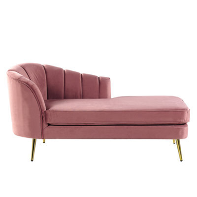 Beliani Left-Hand Chaise Longue Allier Velvet Pink - image 1