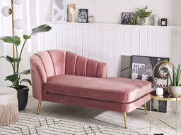 Beliani Left-Hand Chaise Longue Allier Velvet Pink - thumbnail 2