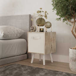 Urbn-Living Grey, Pine - Antique Oak 1-Drawer Cube Shelving Unit With Scandinavian Legs - thumbnail 7
