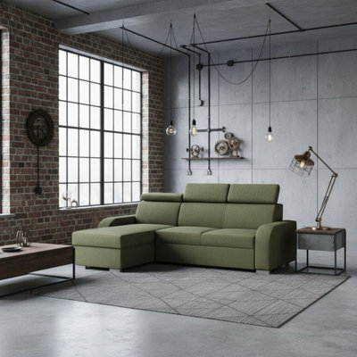 Oslo M 2Rlc Corner Sofa Bed Mdf Chipboard Polyurethane Foam Wave Spring Universal Side 235X170X85 100Cm Olive - image 1
