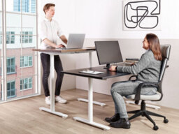 Beliani Electric Adjustable Standing Desk Destinas 120 Cm 72 Cm Black/ White - thumbnail 2