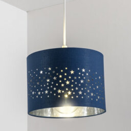 CGC Lighting Cgc Round Drum Childrens Lampshade Star Pattern Navy Shade Kids
