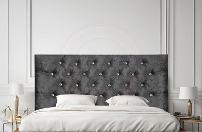 "Cool Bed Black Crushed Velvet 3Ft - Single (No Drawers) Divan Bed Set With Memory Sprung Mattress And 20"" Cube Headboard" - image 1