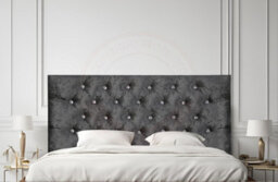 "Cool Bed Black Crushed Velvet 3Ft - Single (No Drawers) Divan Bed Set With Memory Sprung Mattress And 20"" Cube Headboard" - thumbnail 1