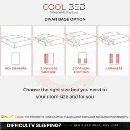 "Cool Bed Black Crushed Velvet 3Ft - Single (No Drawers) Divan Bed Set With Memory Sprung Mattress And 20"" Cube Headboard" - thumbnail 7